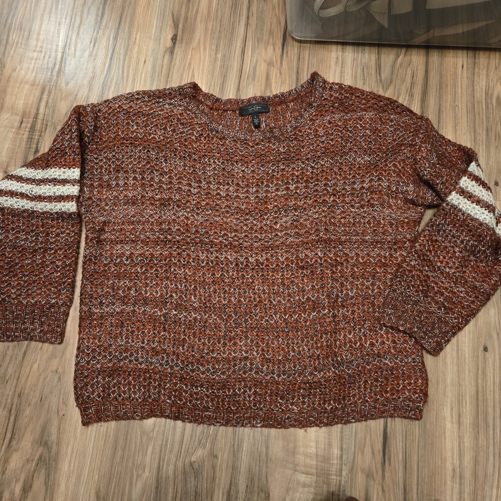 Jessica Simpson Rust Knit Sweater with White Stripes